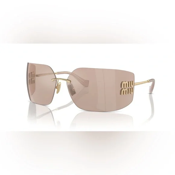 Miu Miu Rimless Sunglasses with Pink Lenses and Gold Hardware - Picture 2 of 11